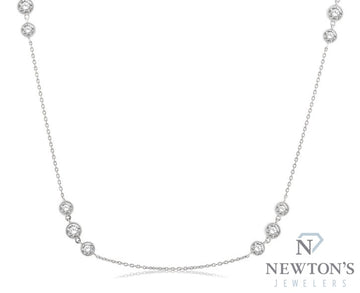 14kt White Gold Three Diamond Station Necklace (2.00ct)