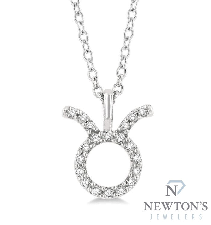 14kt White Gold Taurus Zodiac Diamond Pendant