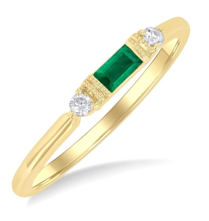 10kt Yellow Gold Emerald Stackable Ring