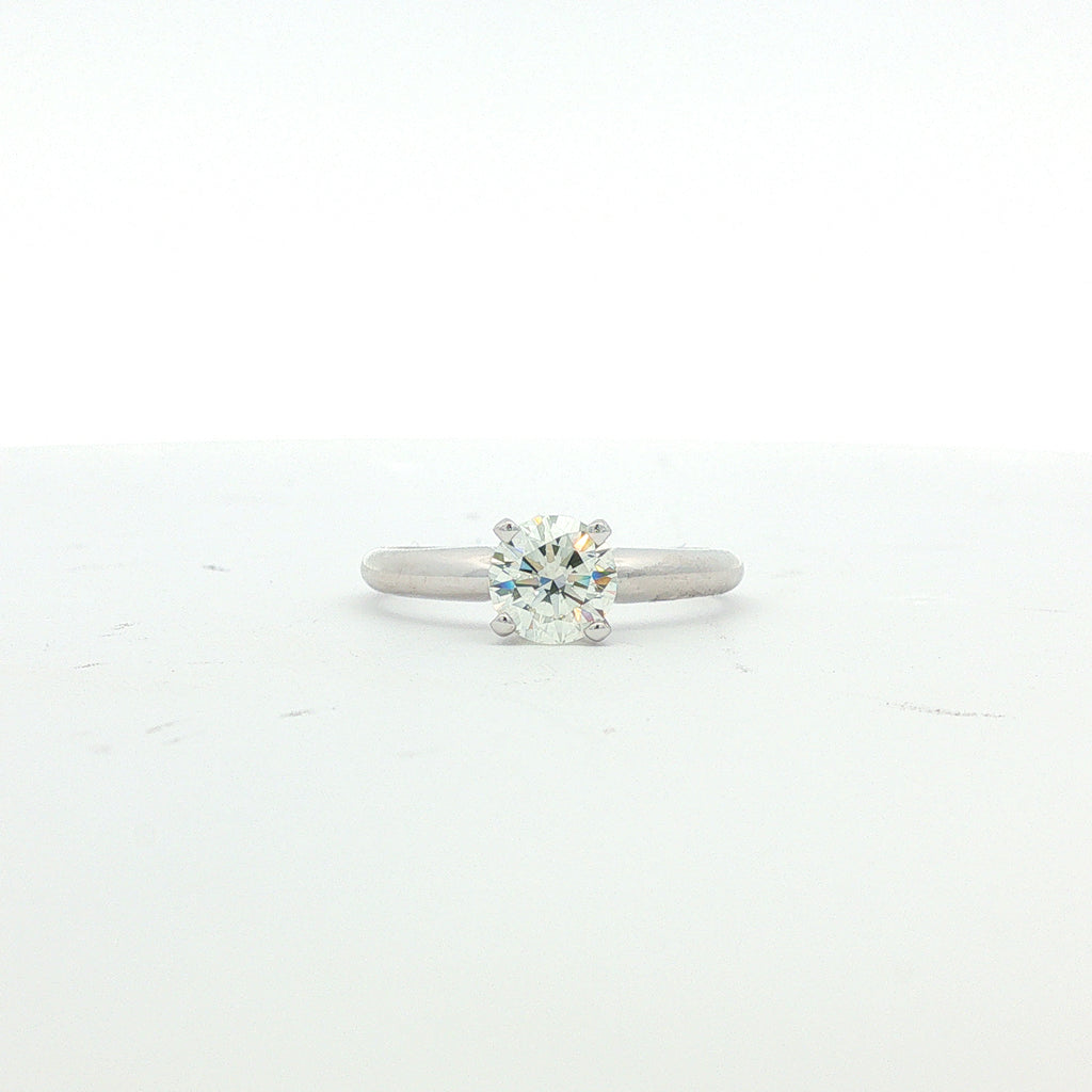 14kt White Gold Round Brilliant Diamond Solitaire Ring