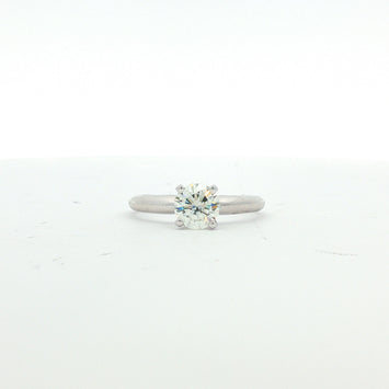 14kt White Gold Round Brilliant Diamond Solitaire Ring