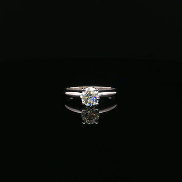 14kt White Gold Round Brilliant Diamond Solitaire Ring