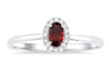 10kt White Gold Garnet and Halo Diamond Ring