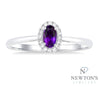 10kt White Gold Amethyst and Halo Diamond Ring