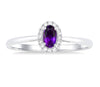 10kt White Gold Amethyst and Halo Diamond Ring