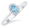 10kt White Gold Aquamarine and Halo Diamond ring