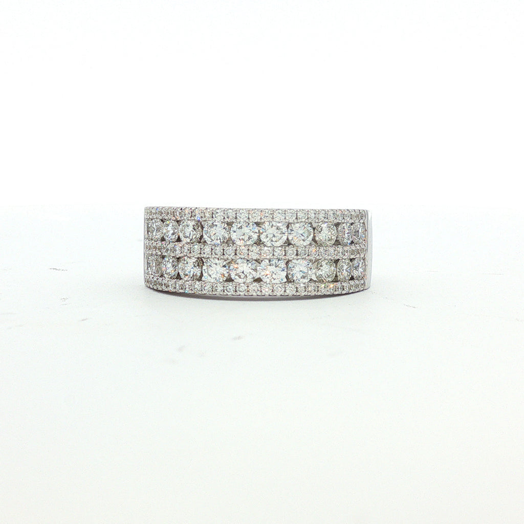 14kt White Gold Multi-Row Diamond Band
