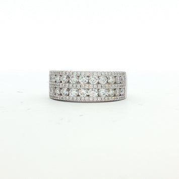 14kt White Gold Multi-Row Diamond Band