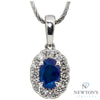 14kt White Gold Sapphire & Diamond Pendant with Chain