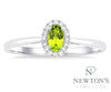 10kt White Gold Peridot and Halo Diamond Ring