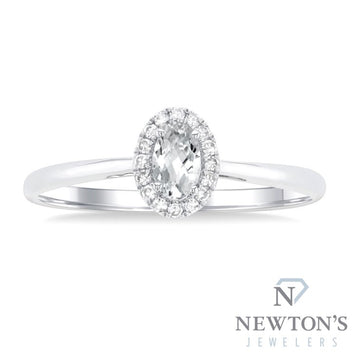 10kt White Gold White Topaz & Diamond Halo Ring