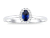 10kt White Gold Sapphire and Halo Diamond Ring