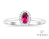 10kt White Gold Pink Tourmaline and Halo Diamond Ring