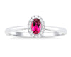 10kt White Gold Pink Tourmaline and Halo Diamond Ring