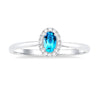 10kt White Gold Blue Topaz and Halo Diamond Ring