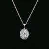 18kt White Gold Oval Diamond Halo Pendant with Chain