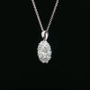 18kt White Gold Oval Diamond Halo Pendant with Chain