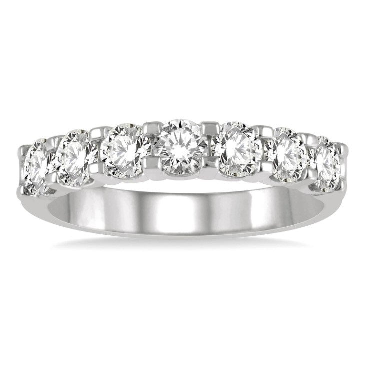 14kt White Gold 7 Diamond Stackable Band