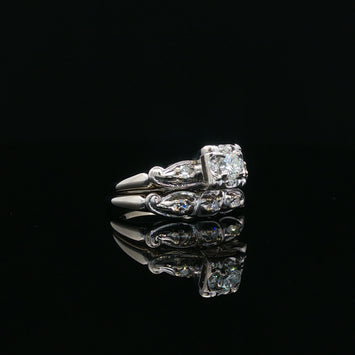Estate 14kt White Gold Diamond Bridal Set