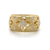 14kt Yellow Gold Diamond Satin Floral Cigar Band