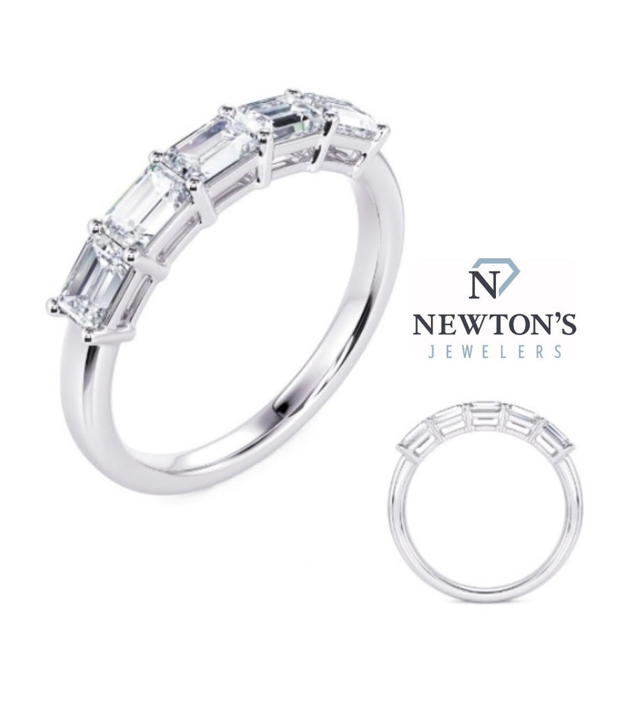 14kt White Gold Emerald Cut Diamond Band