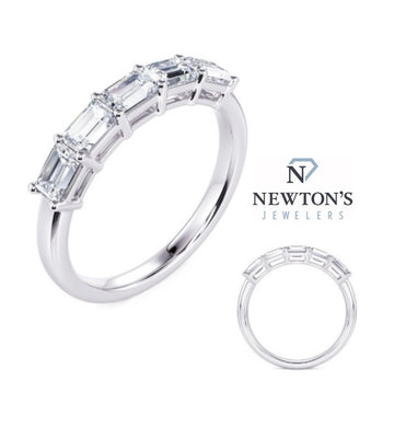 14kt White Gold Emerald Cut Diamond Band