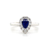 14kt White Gold Pear Sapphire and Diamond Halo Ring