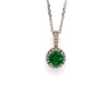 14kt White Gold Emerald and Diamond Pendant with Chain