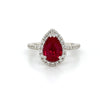 14kt White Gold Pear Shape Ruby and Diamond Fashion Ring