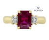 18kt Yellow Gold Emerald Cut Ruby and Diamond Ring