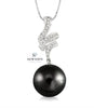 14kt White Gold Black Pearl Diamond Accent Pendant