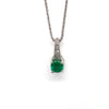 14kt White Gold Emerald and Diamond Pendant with Chain