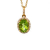 14kt Yellow Gold Diamond and Peridot Pendant with Chain