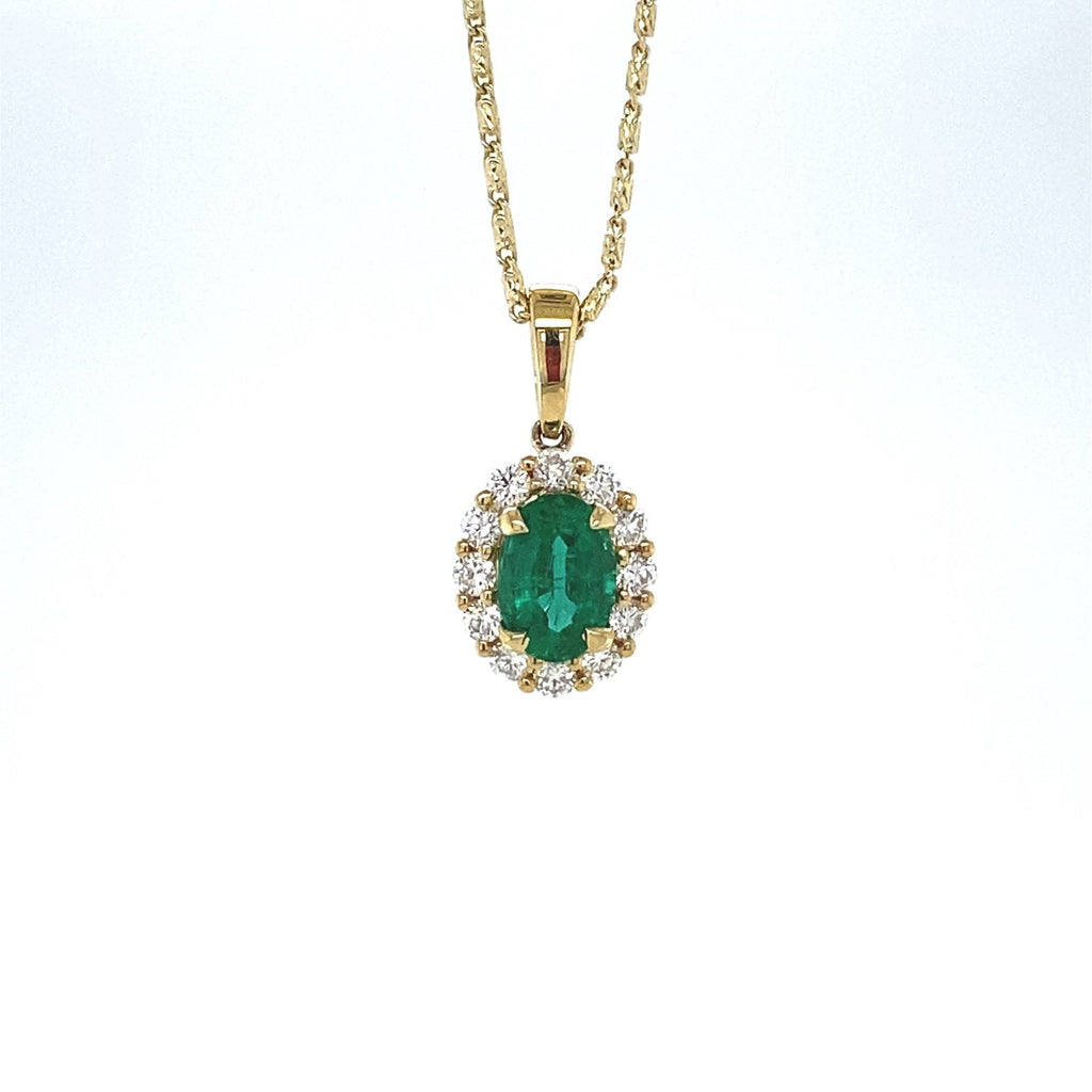 14kt Yellow Gold Emerald and Diamond Pendant