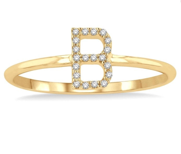 10kt Yellow Gold Initial B Diamond Ring