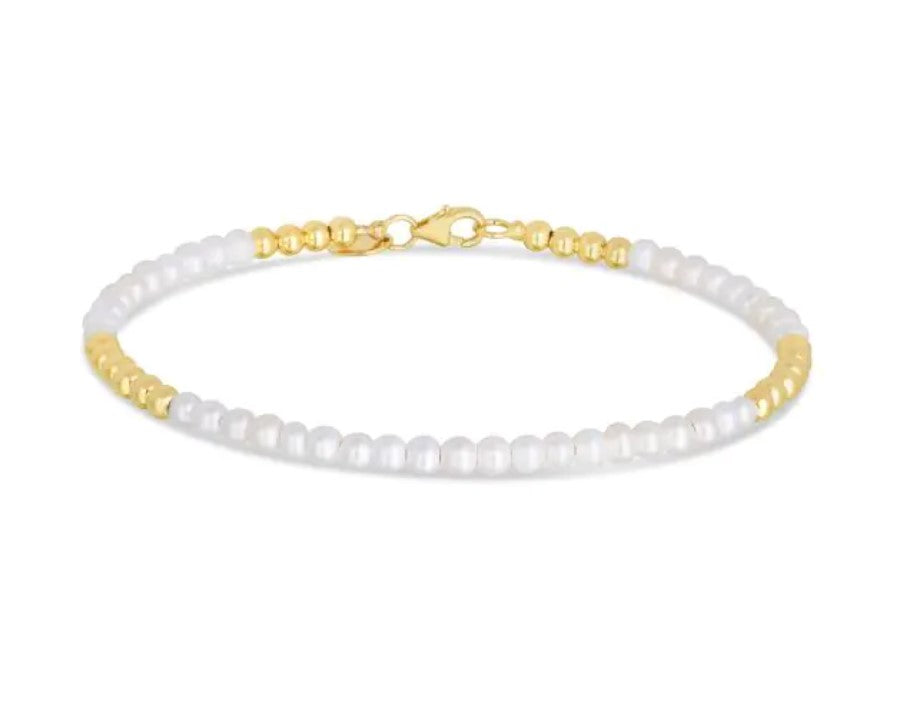 14kt Yellow Gold and Pearl Beaded Bangle