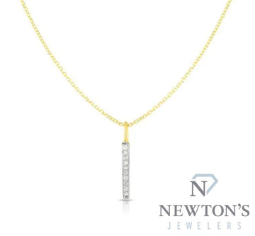 14kt Yellow Gold Diamond Bar Pendant With Chain