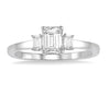 14kt White Gold  Emerald and Baguette Diamond Engagement Ring with 1/2 Ct Emerald Cut