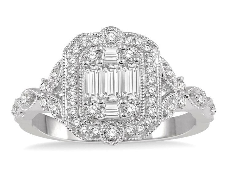 14kt White Gold Halo Fusion Diamond Engagement Ring