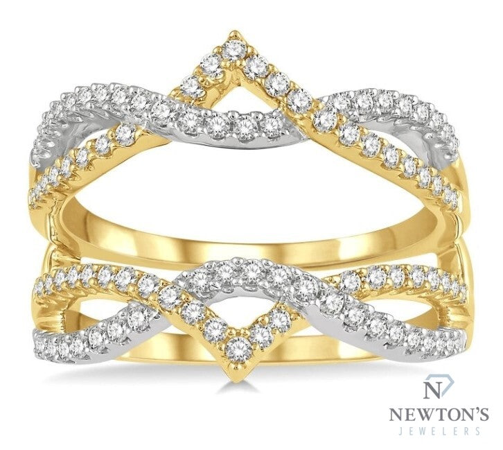 14kt Two Tone Entwined Diamond Insert Ring