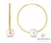 14kt Yellow Gold & Pearl Hoop Earrings