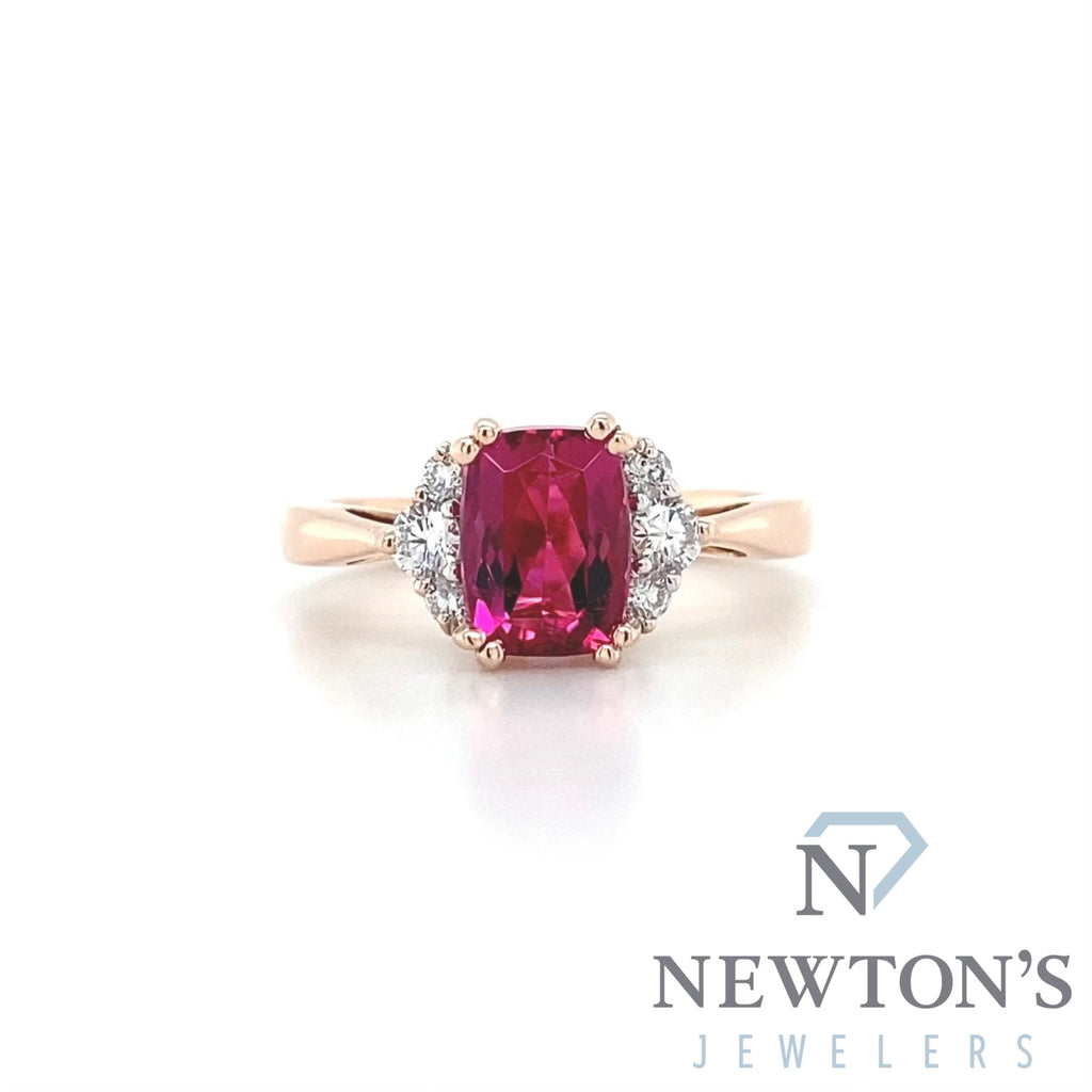 14kt Rose Gold Rhodolite Garnet and Diamond Ring