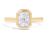 18kt Yellow Gold Empress Emerald Classic Solitaire Bezel-Set Ring