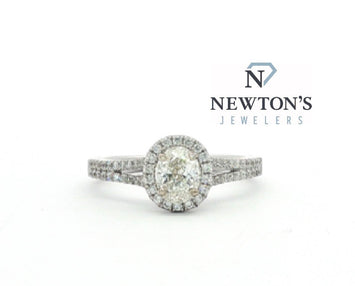 14kt White Gold Oval Diamond Halo Ring