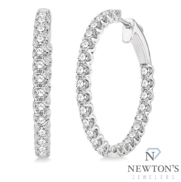 14kt White Gold Diamond Hoops Inside Out (3.00ct)