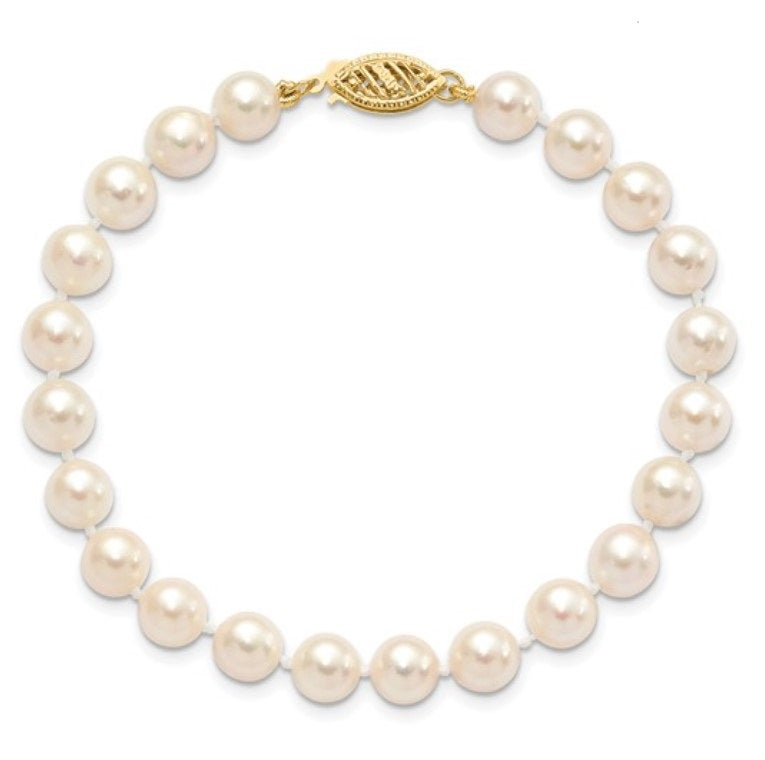 14kt Yellow Gold Akoya Pearl Bracelet (6mm)