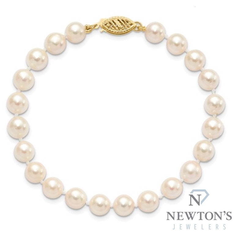 14kt Yellow Gold Akoya Pearl Bracelet (7mm)