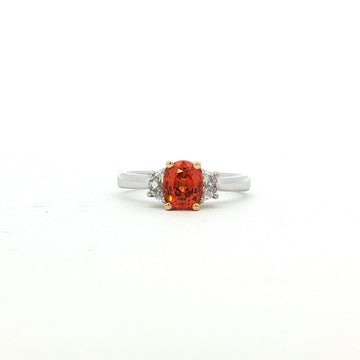 14kt Two-Tone Mandarin Garnet and Diamond Ring
