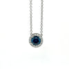 14kt White Gold Bezel Set Blue Diamond Pendant