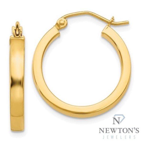 14kt Yellow Gold Square Tube Hoop Earrings (20mm)